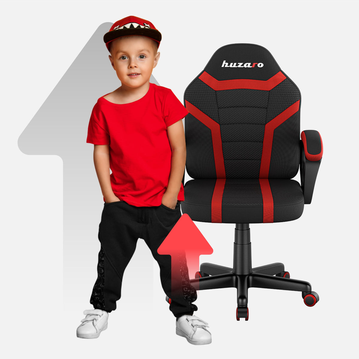 HUZARO RANGER 1.0 Roter Mesh-Gaming-Stuhl für Kinder 
