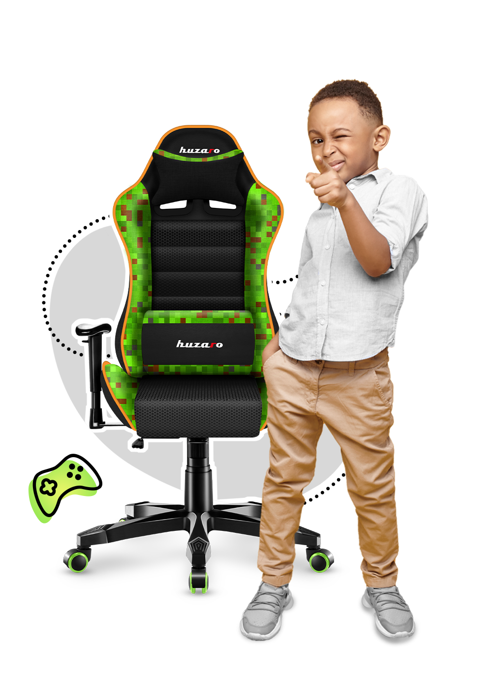 HUZARO RANGER 6.0 Pixel Mesh Gaming-Stuhl für Kinder 
