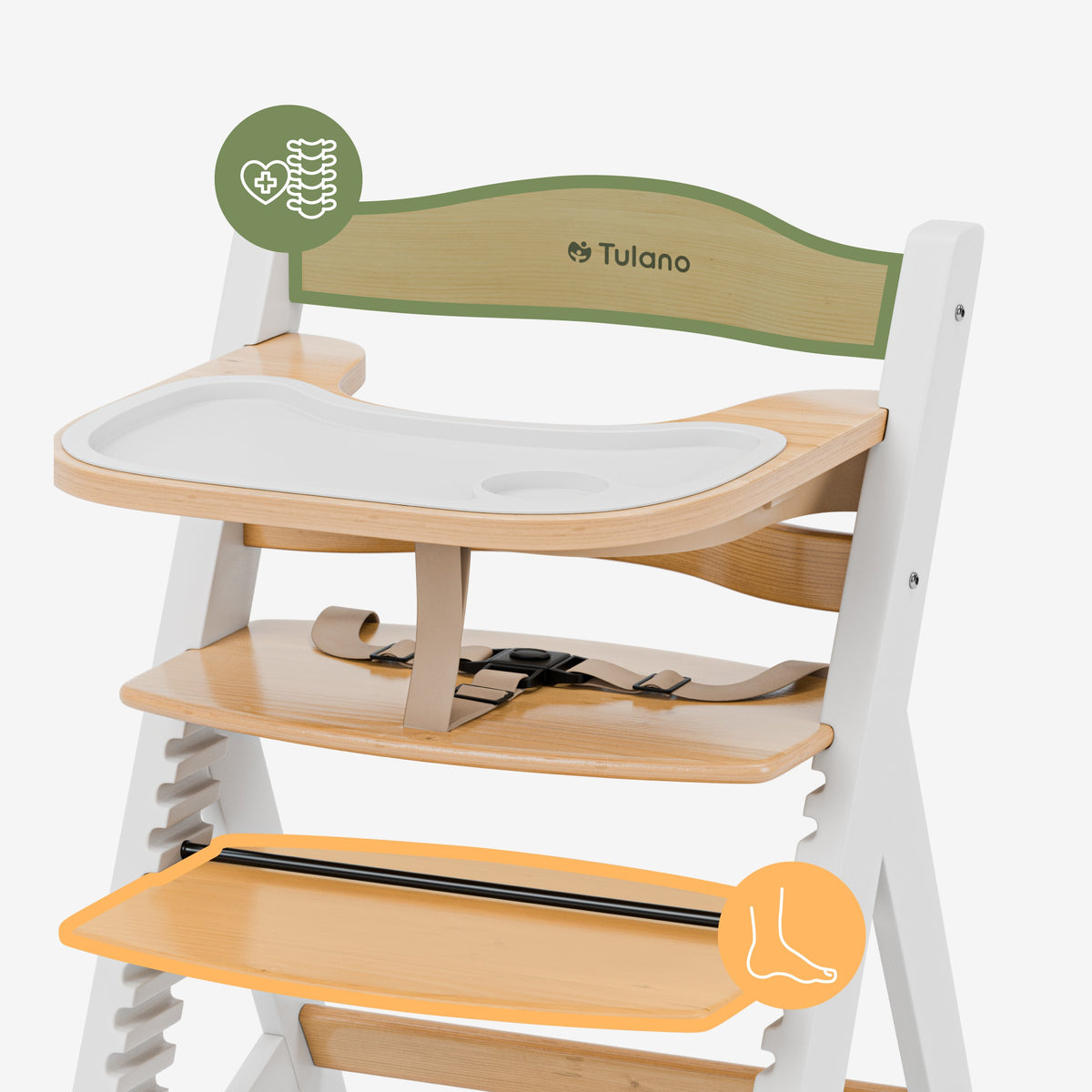 Tulano Morsel 40 Weiß-Natur Holz-Hochstuhl 