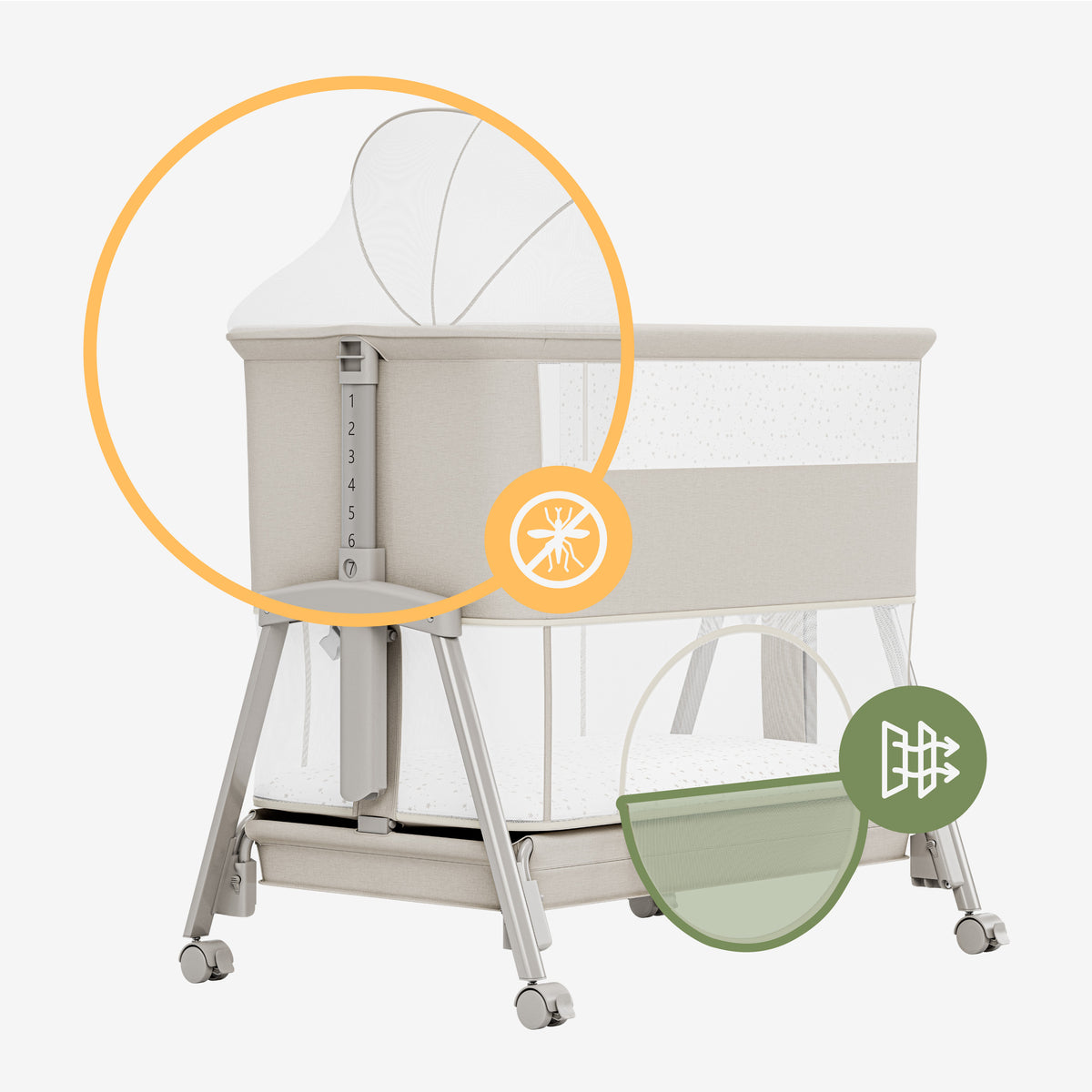 Beistellbett und Reisebett 4in1 Tulano Dream 55 Beige