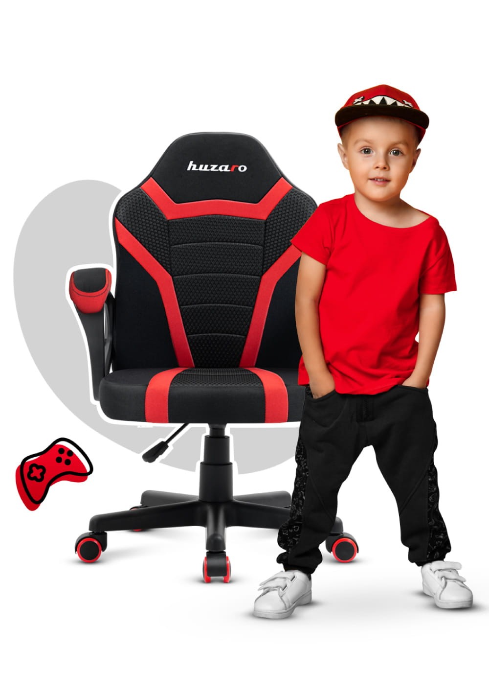 HUZARO RANGER 1.0 Roter Mesh-Gaming-Stuhl für Kinder 