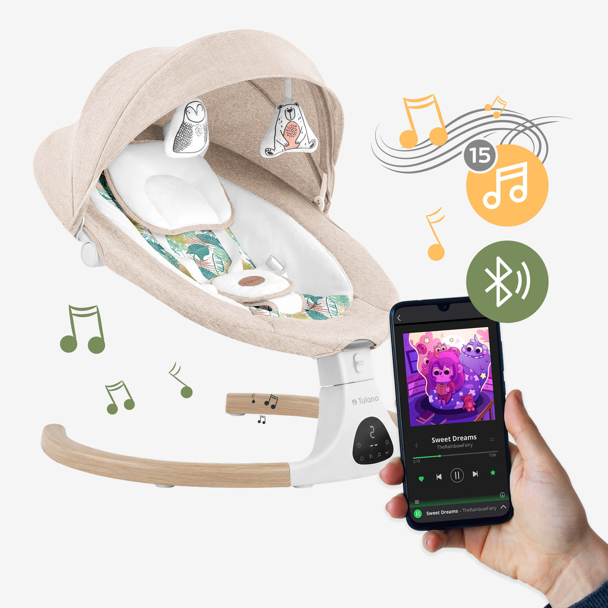 Eingebaute Melodien und die Möglichkeit, Musik von Ihrem Handy abzuspielen