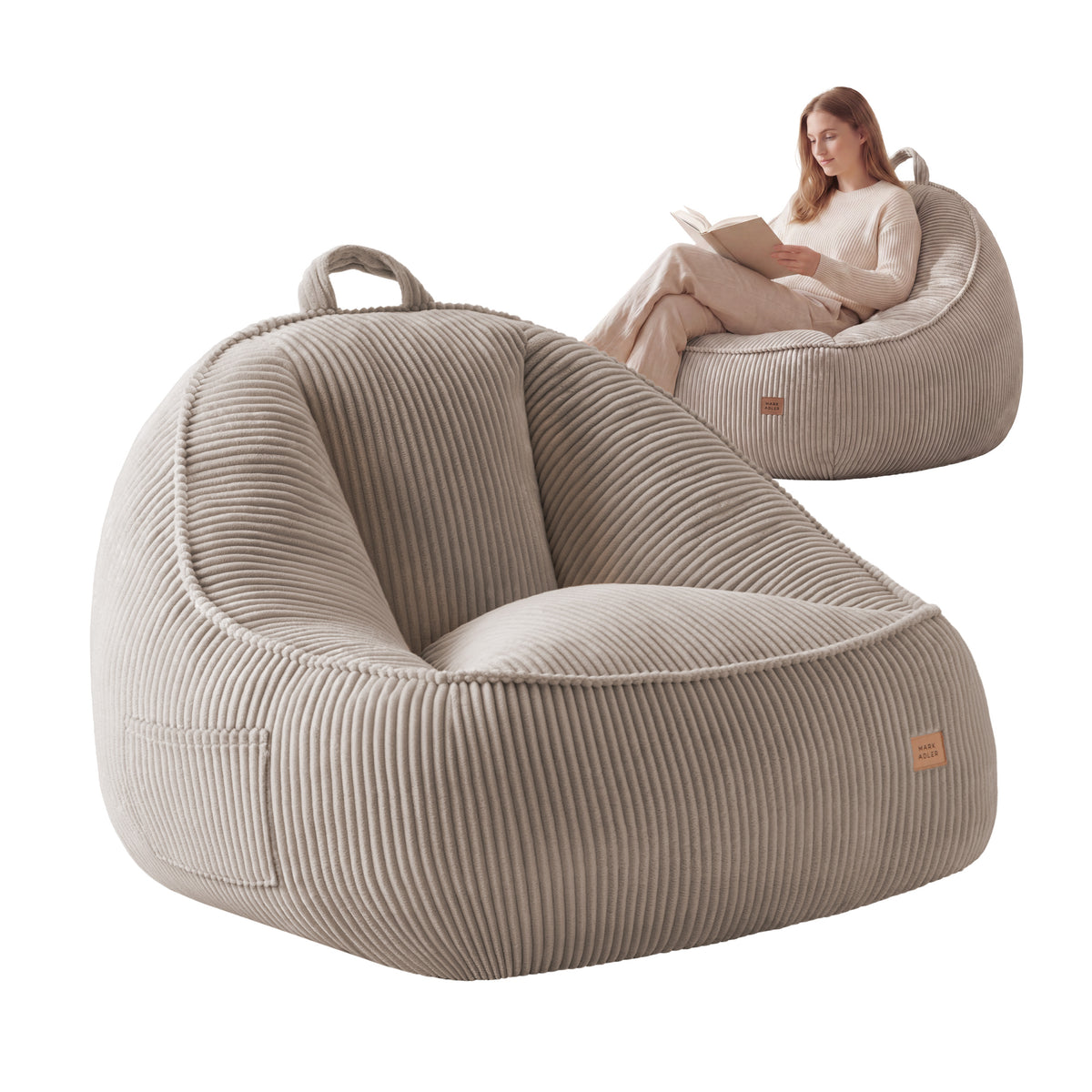 Cord-Puff-Sessel mit Rückenlehne Mark Adler Comfy 4.0 Taupe