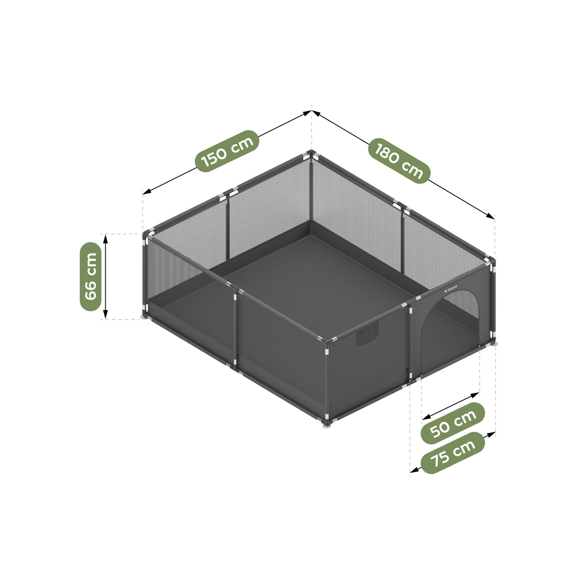 Tulano Cozy 25 Graphit Kinderlaufstall - 150 cm 