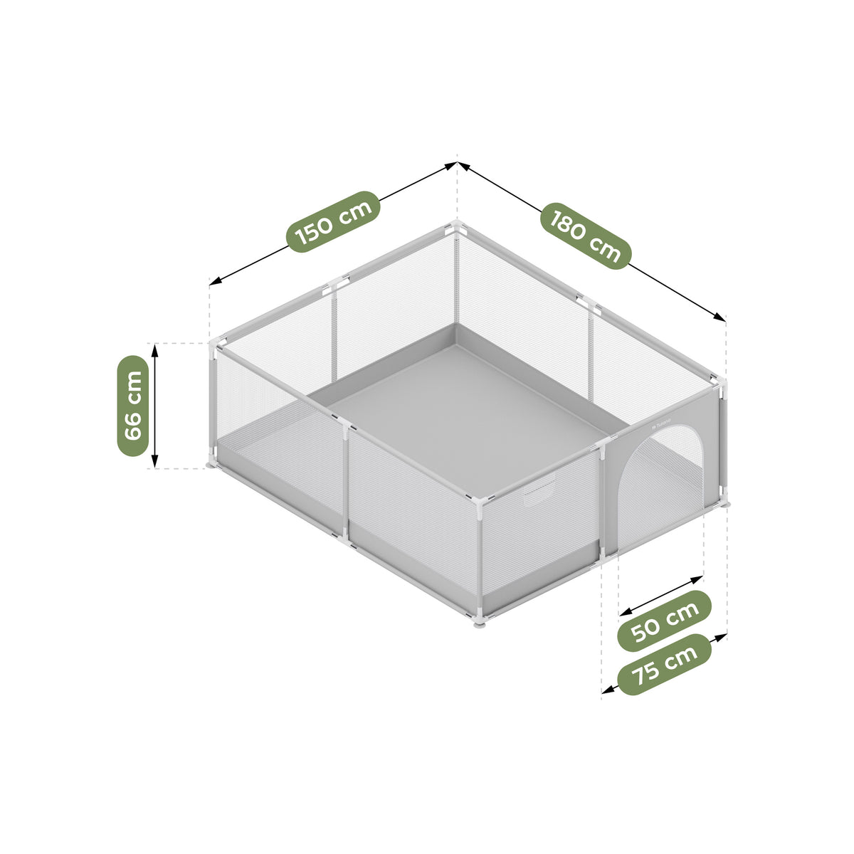 TULANO Cozy 25 Graues Kinderlaufgitter - 150 cm 