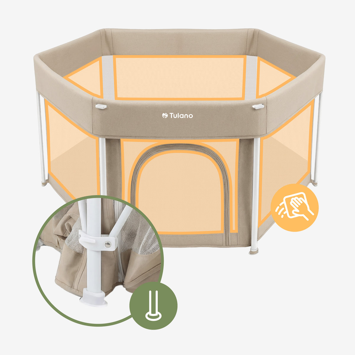 Tulano Cozy 30 Beige Faltbarer Babylaufstall 