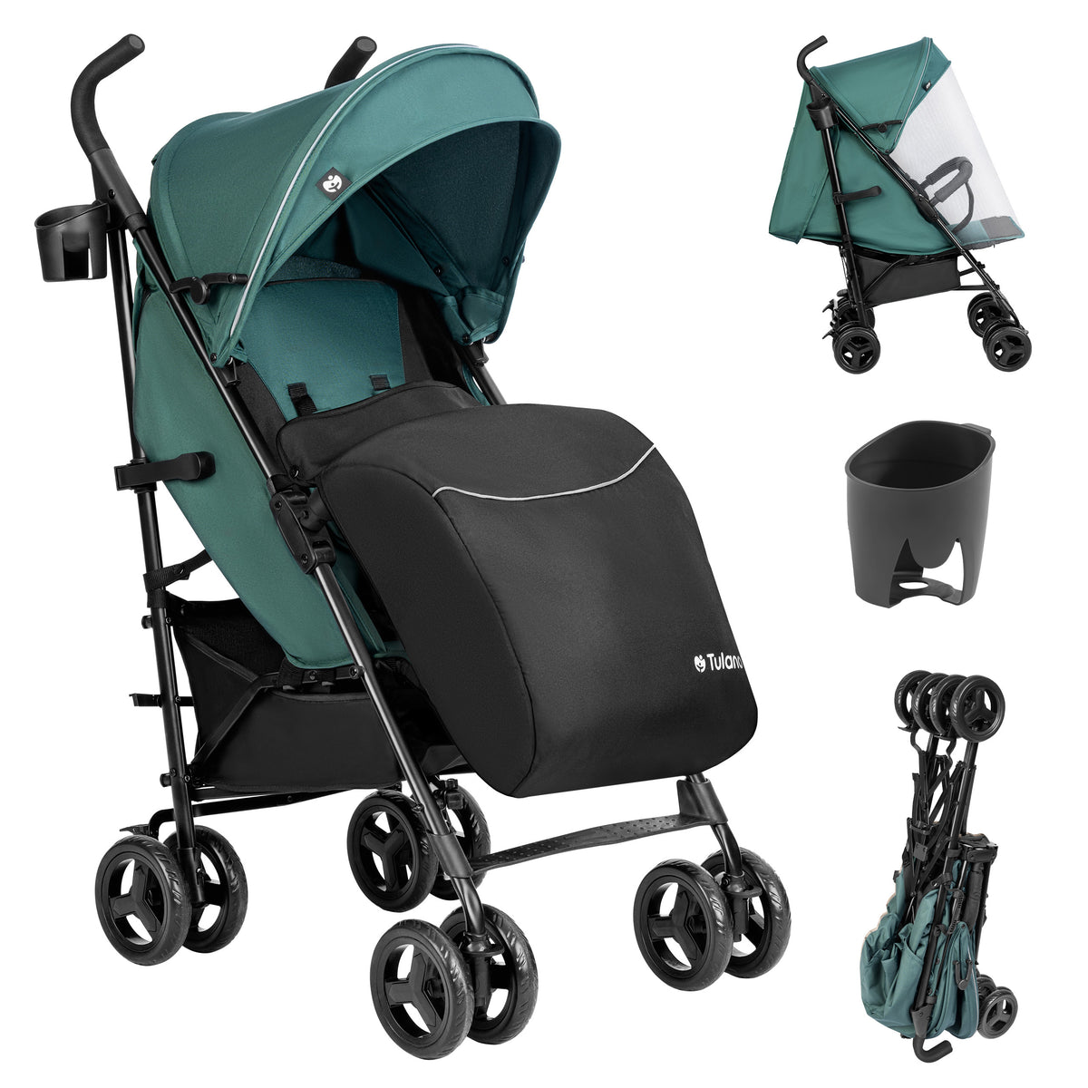 Tulano Davos 35 Grün-Schwarzer Kinderwagen 