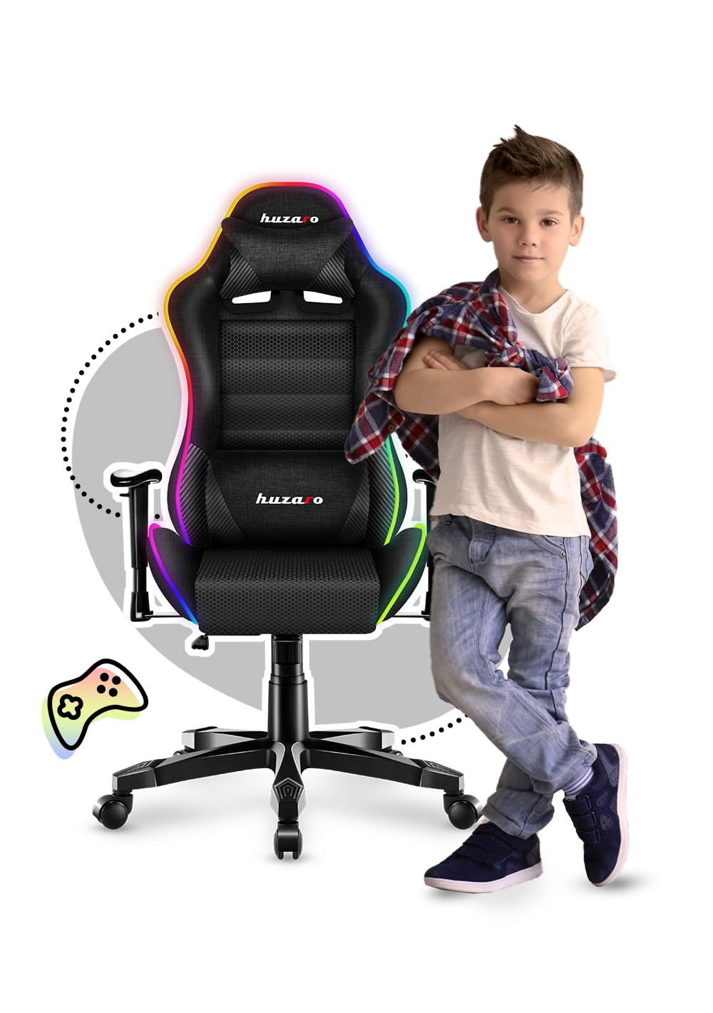HUZARO RANGER 6.0 RGB Mesh Gaming-Stuhl für Kinder 