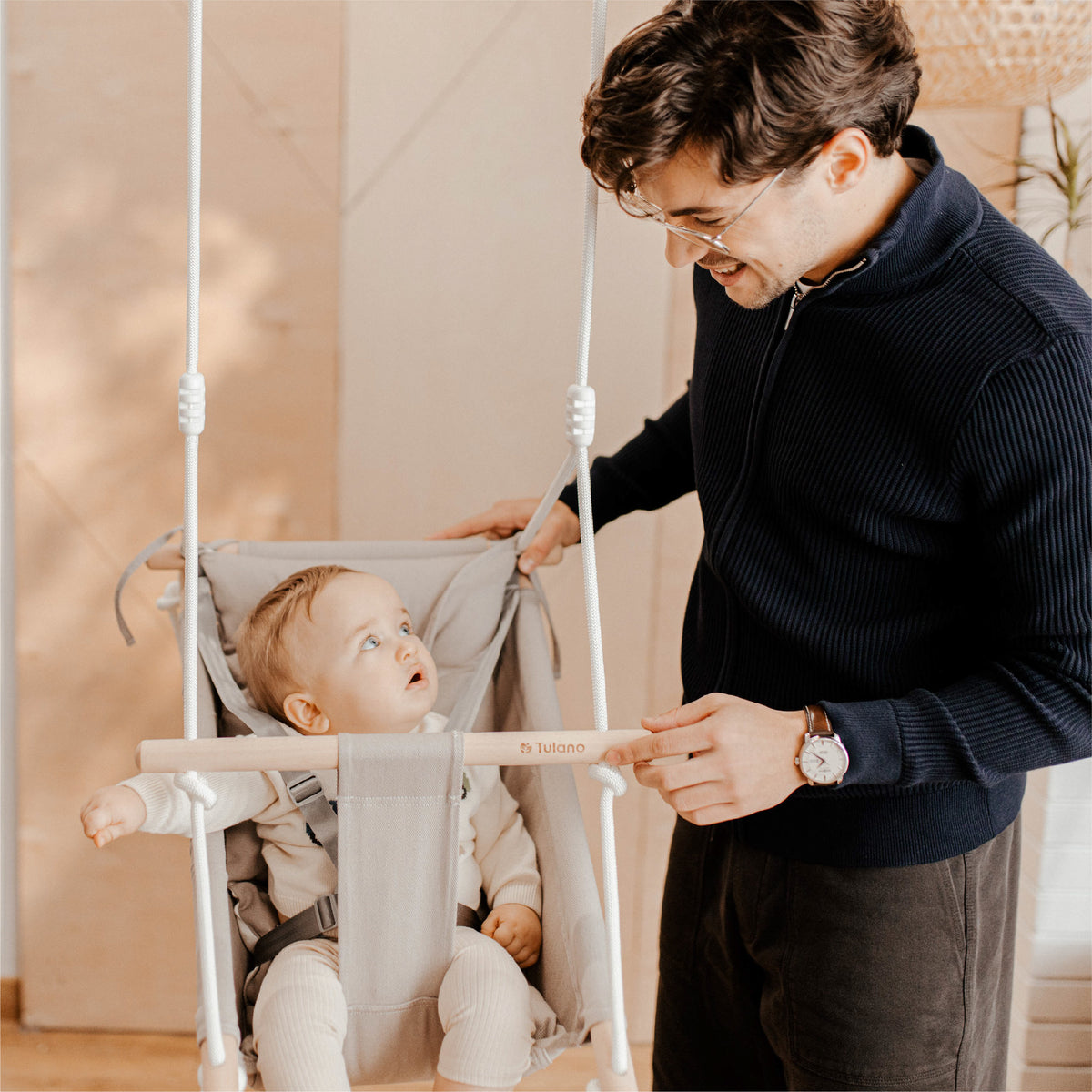 TULANO Hop 40 Rosa-Graue Kinderschaukel 