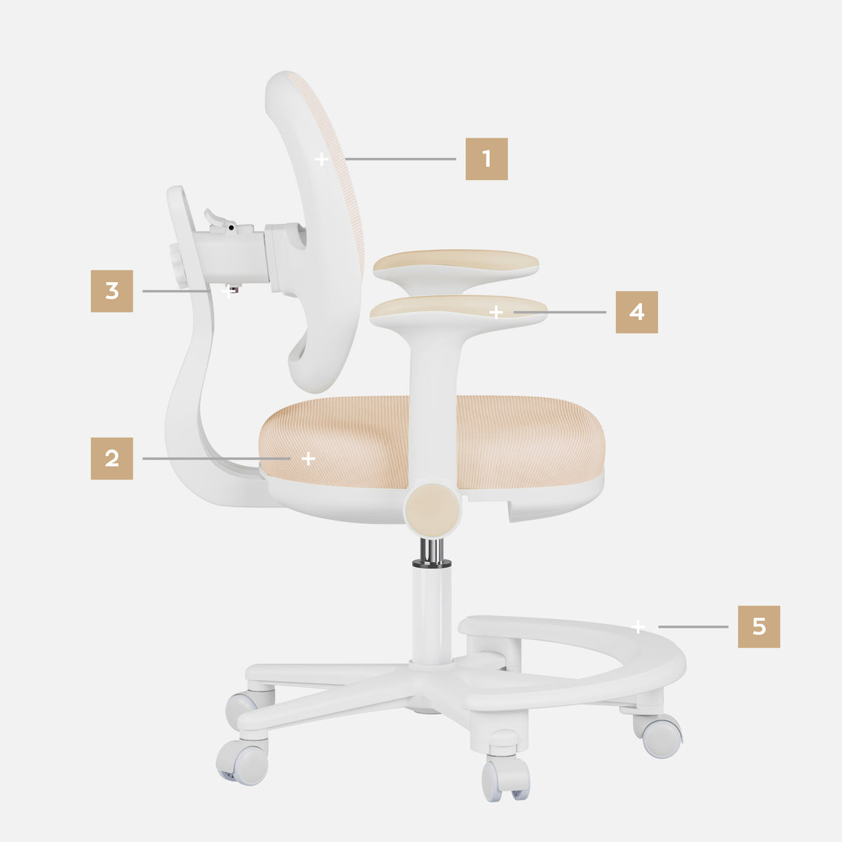 Ergonomischer Schreibtischstuhl für Kinder Mark Adler Junior 3.6 Beige