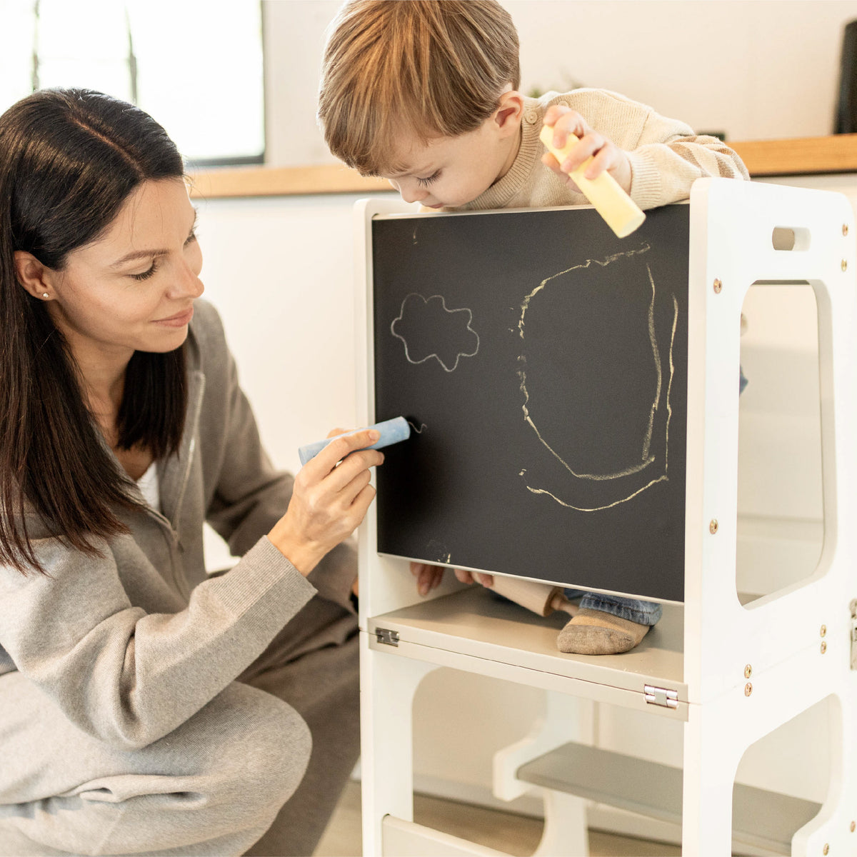 Tulano Mooby 35 Weiß-Natur 3-in-1 Küchenhelfer für Kinder