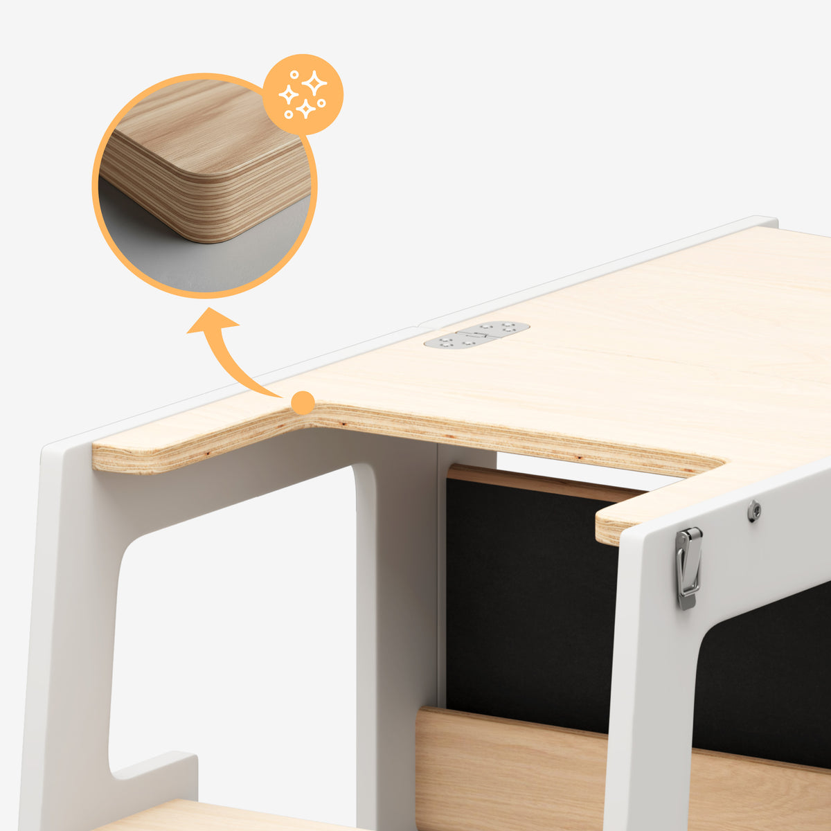 Tulano Mooby 35 Weiß-Natur 3-in-1 Küchenhelfer für Kinder