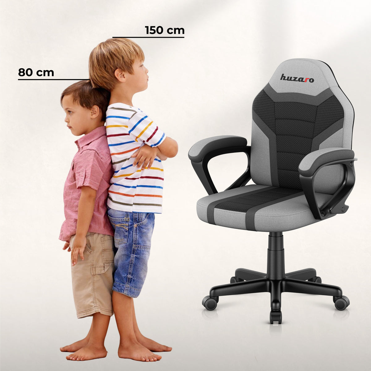 HUZARO RANGER 1.0 Grauer Mesh-Gaming-Stuhl für Kinder 