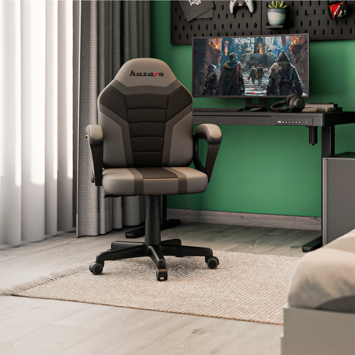 HUZARO RANGER 1.0 Grauer Mesh-Gaming-Stuhl für Kinder 