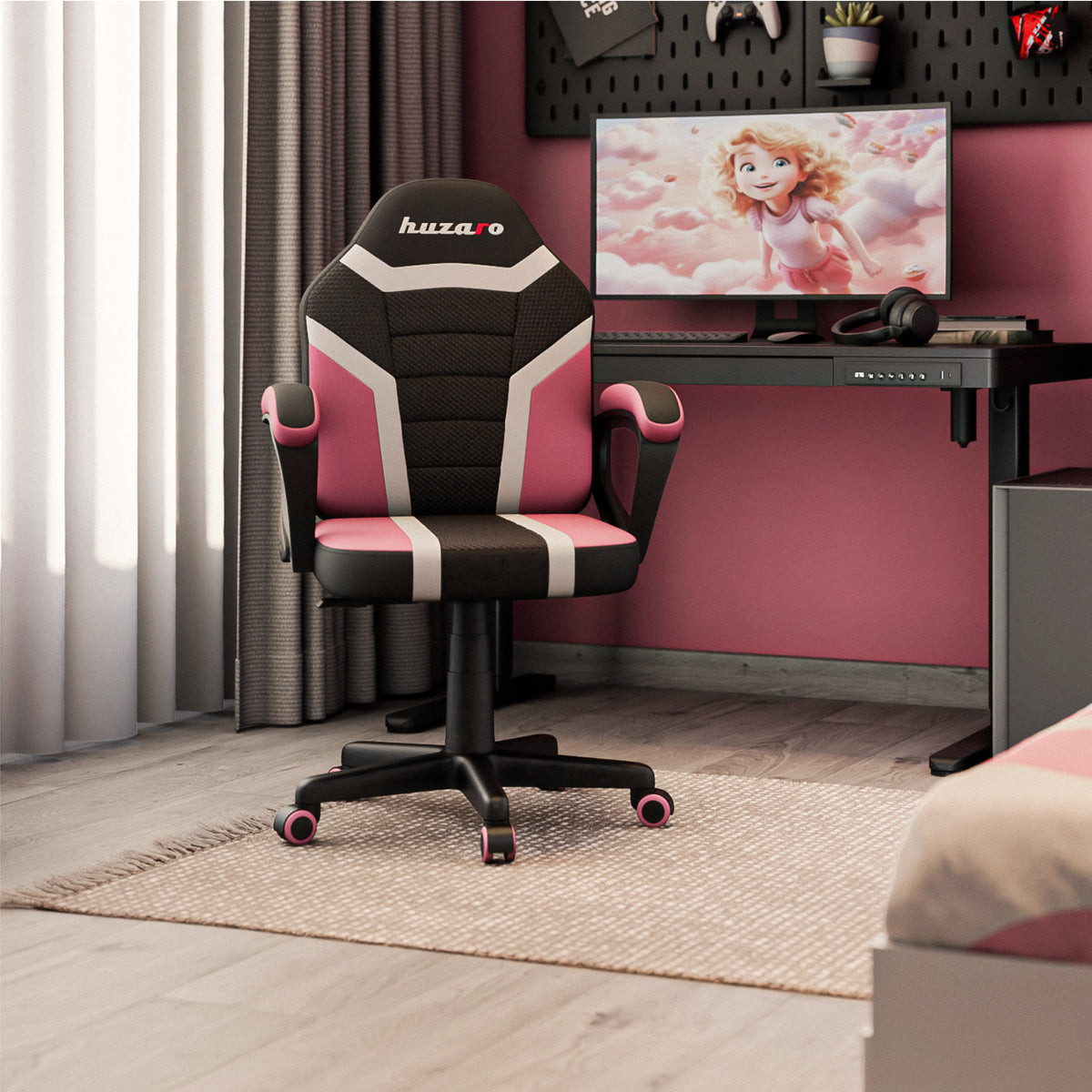 HUZARO RANGER 1.0 Pink Mesh Gaming-Stuhl für Kinder 