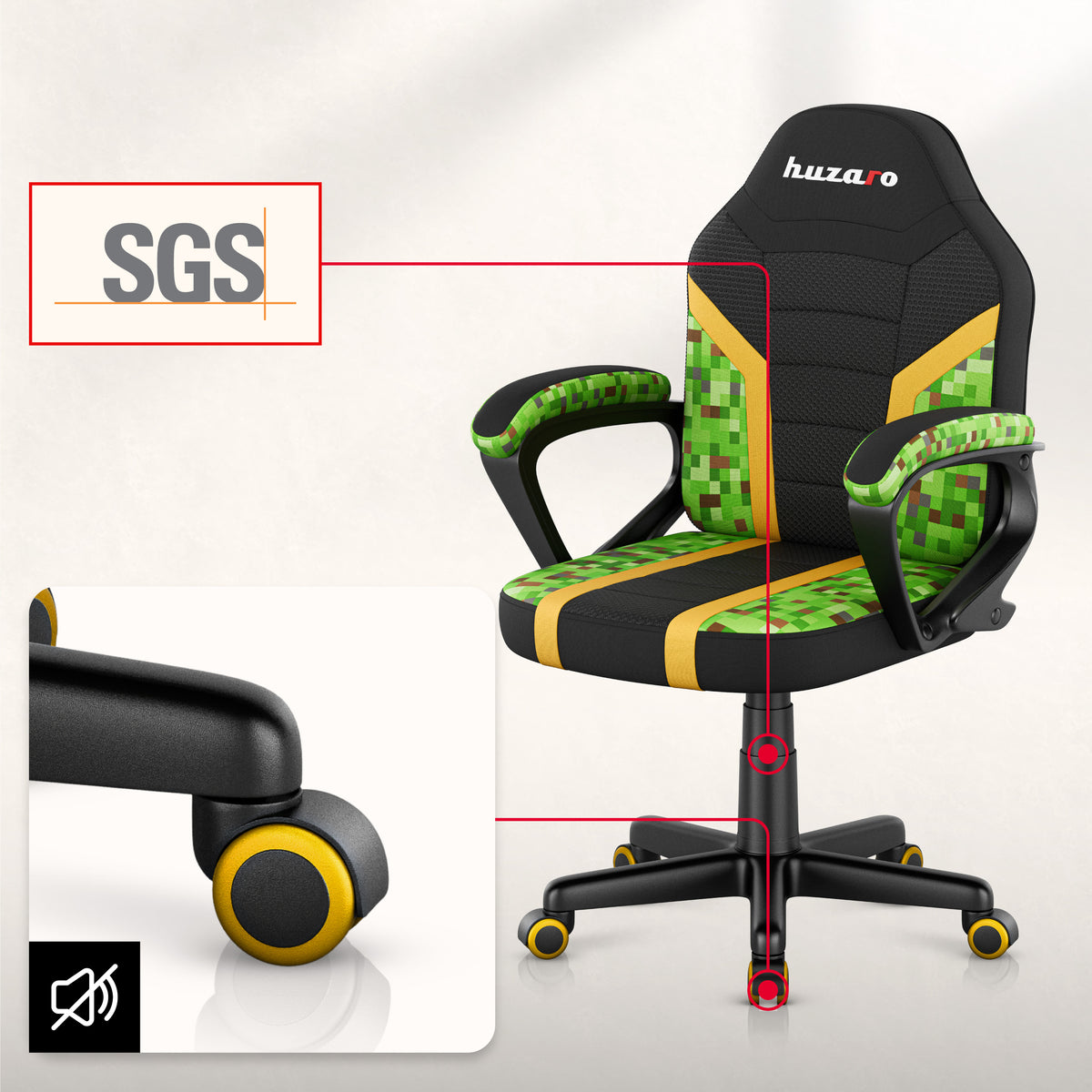 HUZARO RANGER 1.0 Pixel Mesh Gaming-Stuhl für Kinder 
