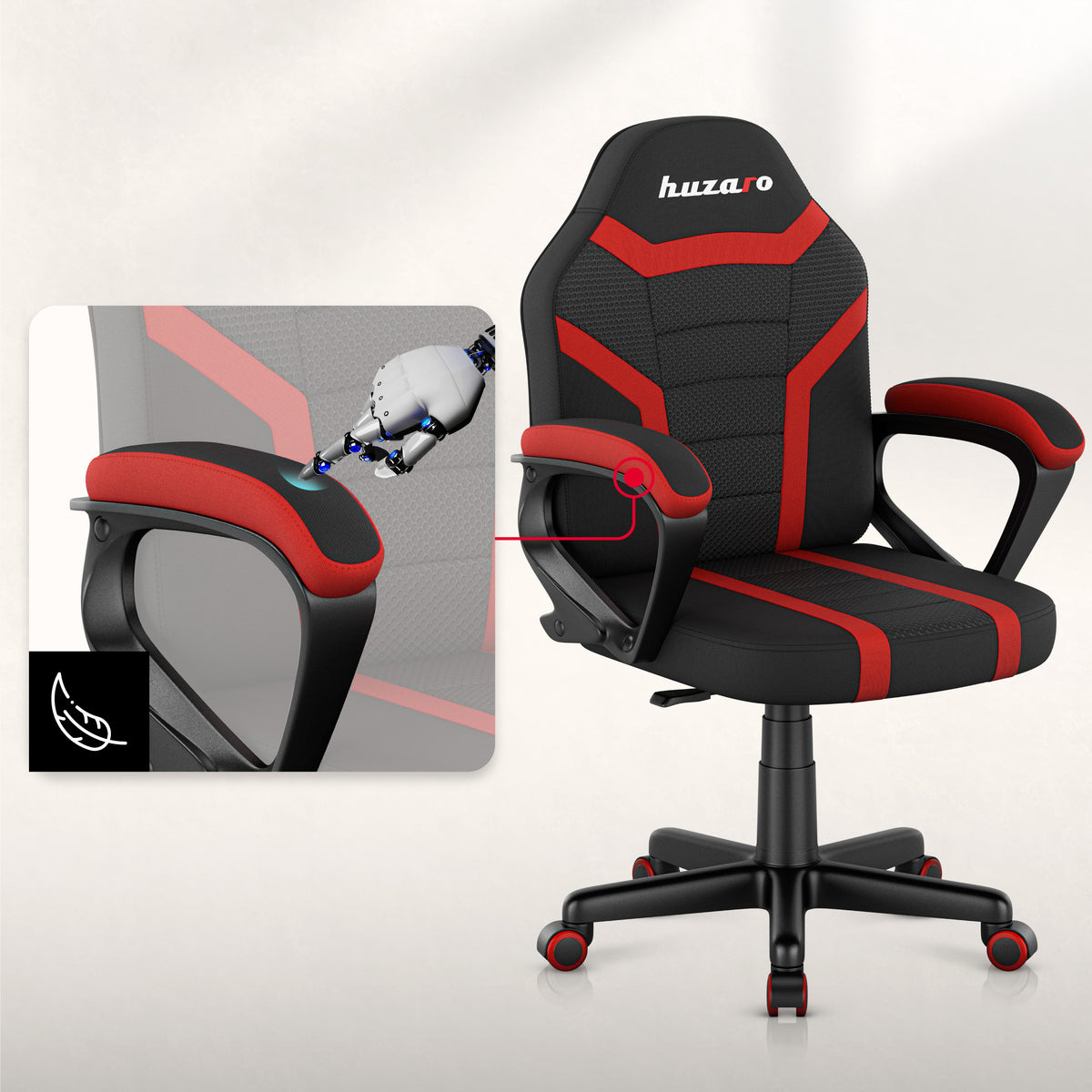 HUZARO RANGER 1.0 Roter Mesh-Gaming-Stuhl für Kinder 