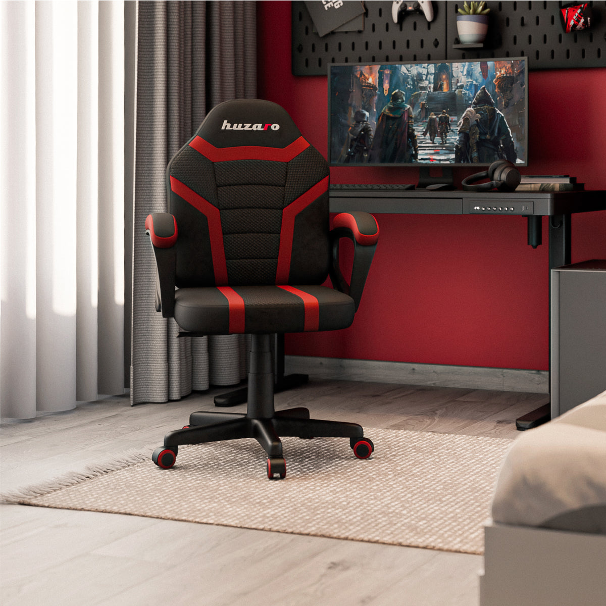 HUZARO RANGER 1.0 Roter Mesh-Gaming-Stuhl für Kinder 