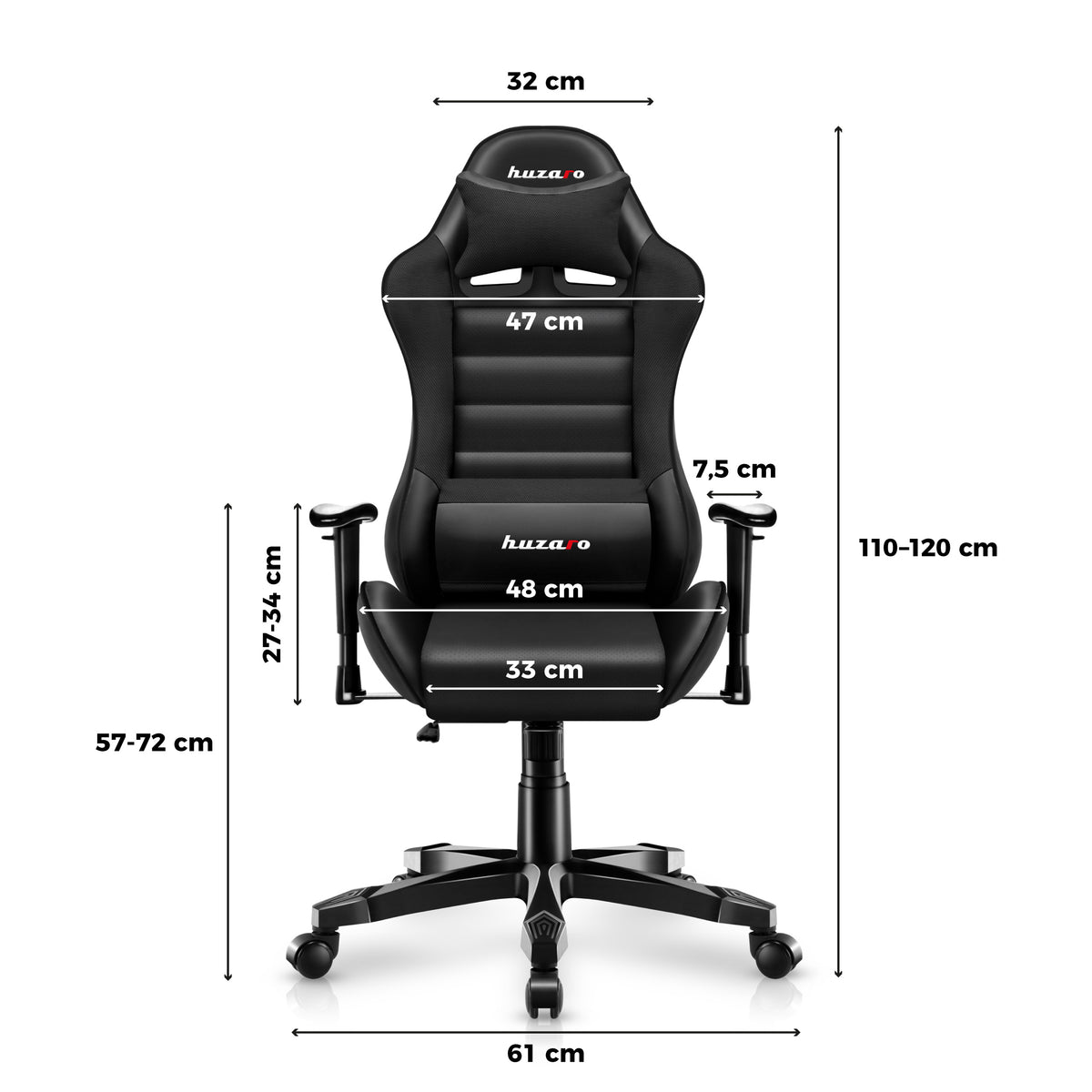 HUZARO RANGER 6.0 Schwarzer Gaming-Stuhl für Kinder 