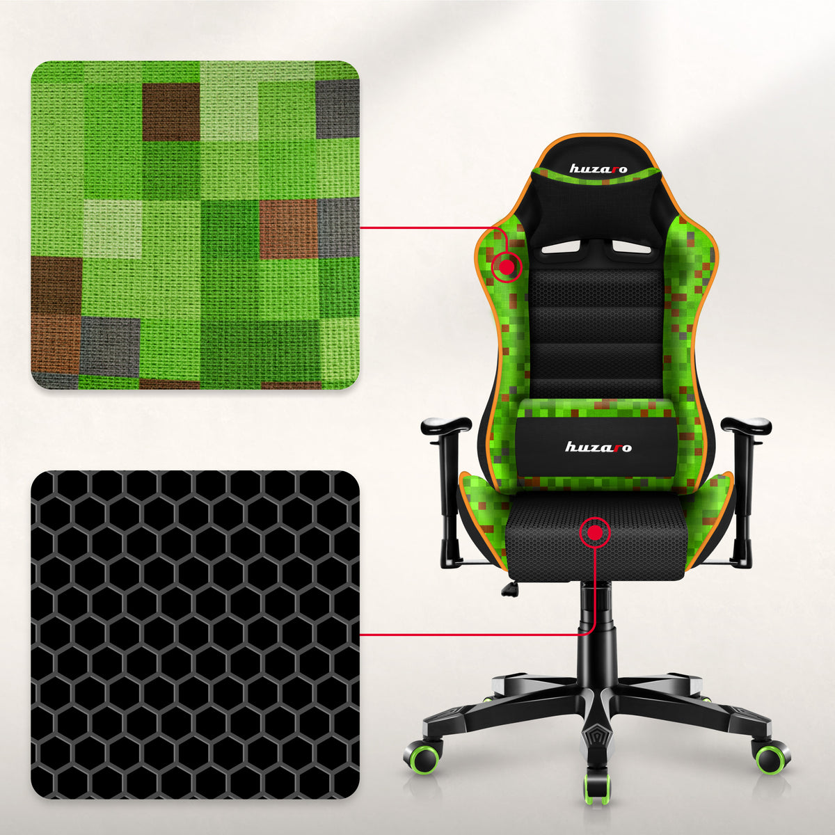 HUZARO RANGER 6.0 Pixel Mesh Gaming-Stuhl für Kinder 