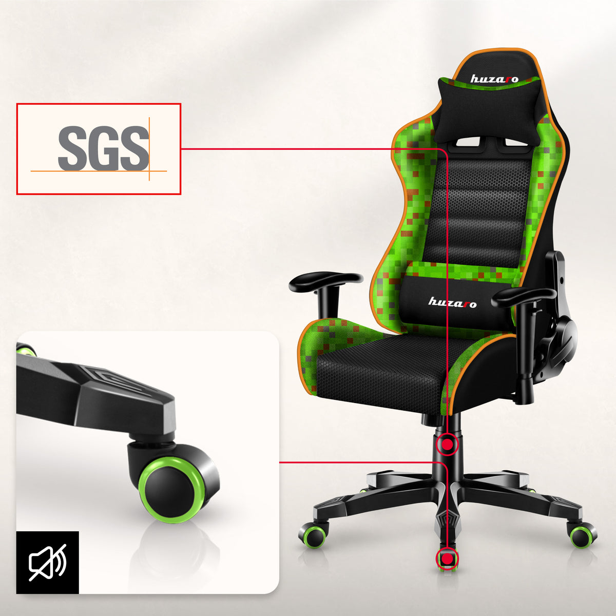 HUZARO RANGER 6.0 Pixel Mesh Gaming-Stuhl für Kinder 