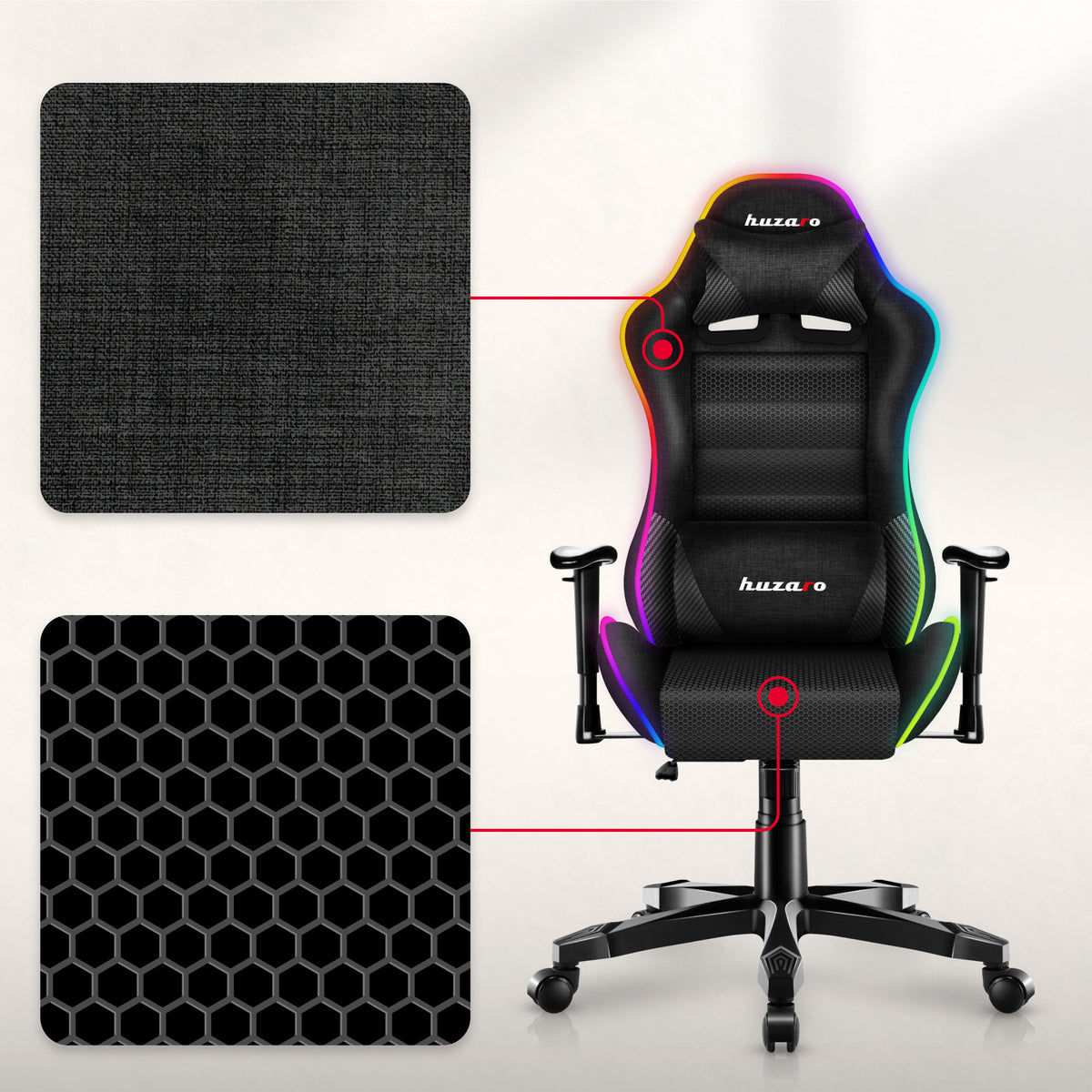 HUZARO RANGER 6.0 RGB Mesh Gaming-Stuhl für Kinder 